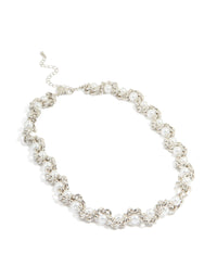 Silver Pearl Chain Mixed Chain Short Necklace - link has visual effect only
