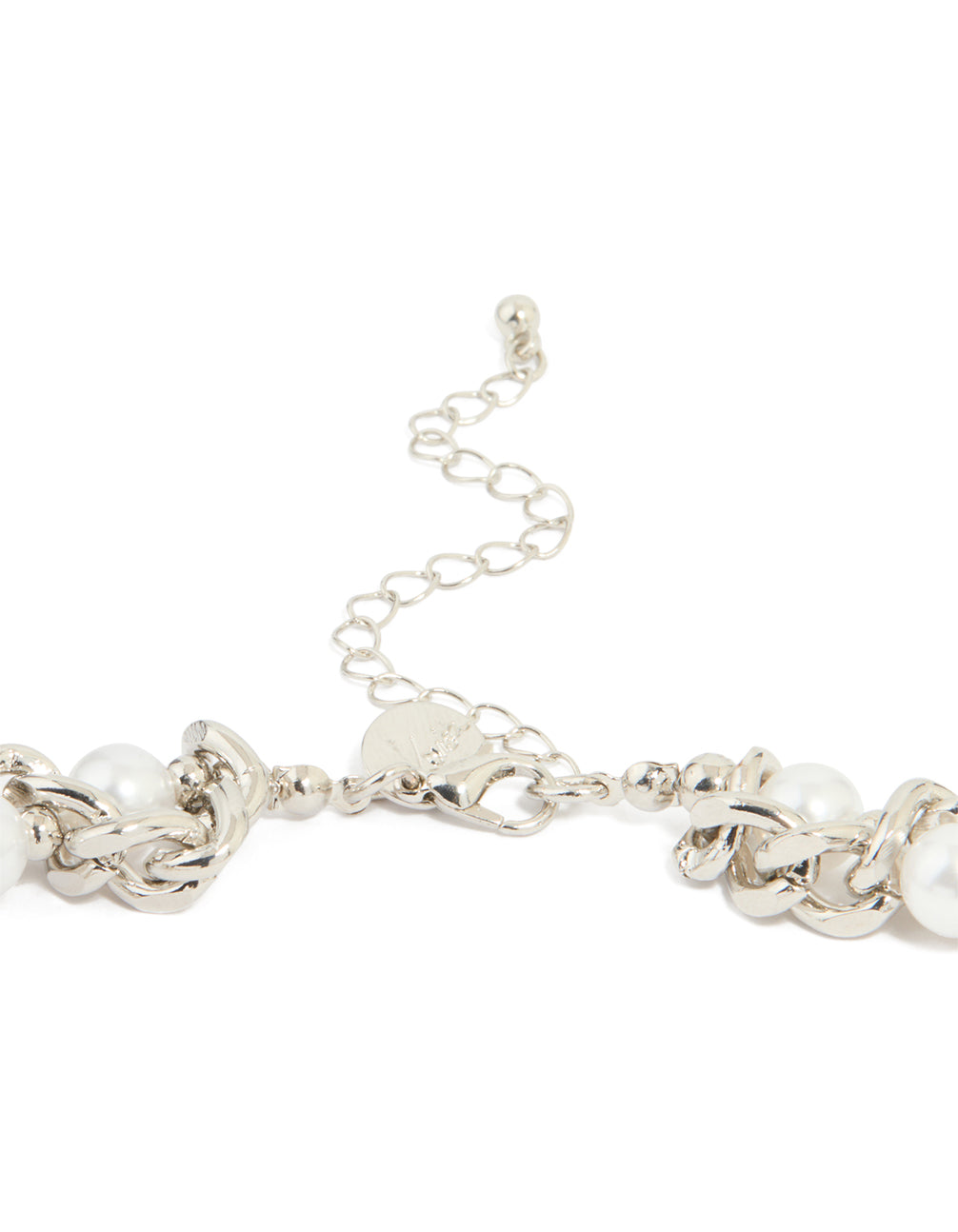 Silver Pearl Chain Mixed Chain Short Necklace