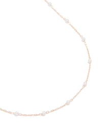 Rose Gold Pearl Fine Station Necklace - link has visual effect only