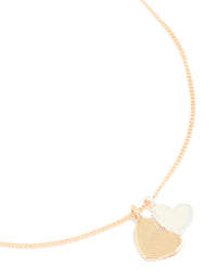 Gold & Silver Double Heart Pendant Necklace - link has visual effect only