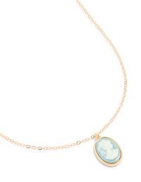 Gold Round Face Pendant Necklace - link has visual effect only