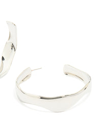 Silver Organic Hammered Hoop Earrings - link has visual effect only