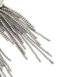 Gunmetal Diamante Organic Cut Fringe Earrings - link has visual effect only
