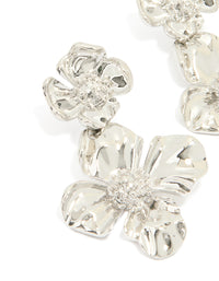 Silver Statement Flower Drop Earrings - link has visual effect only