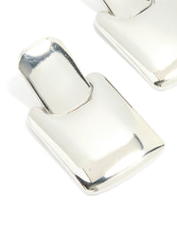 Silver Square Link Drop Earrings - link has visual effect only