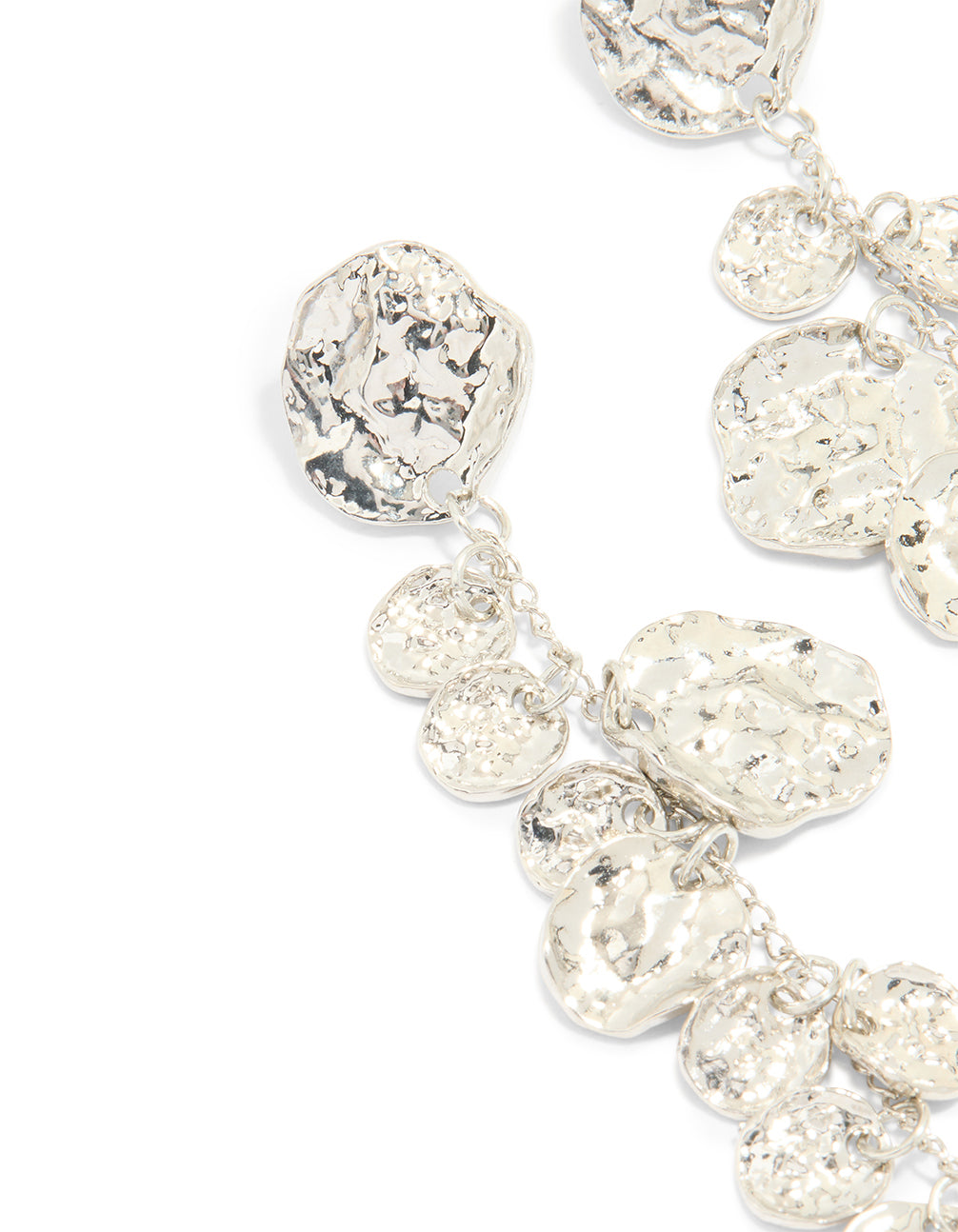 Silver Organic Petal Drop Earrings