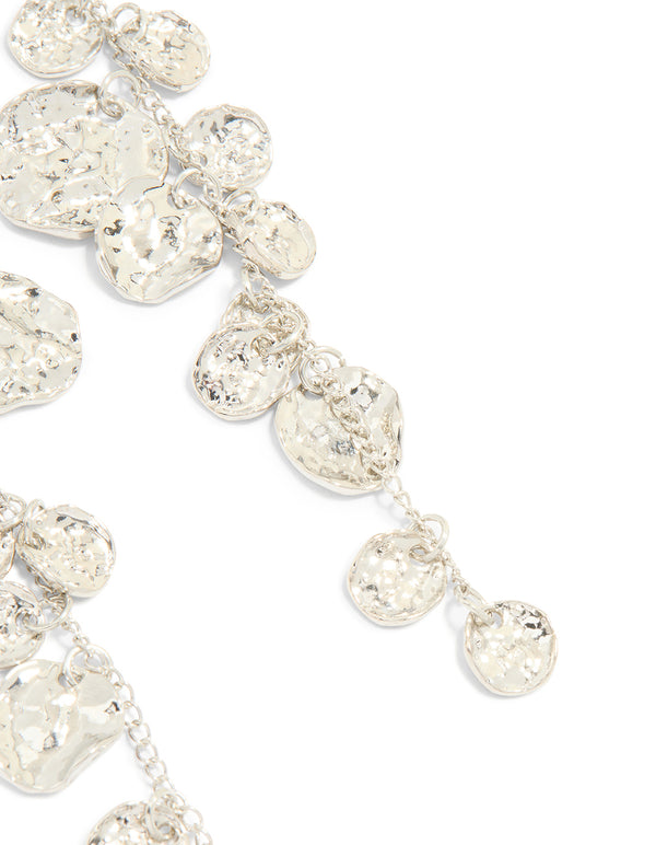 Silver Organic Petal Drop Earrings