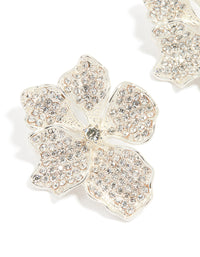 Silver Diamante Flower Stud Earrings - link has visual effect only