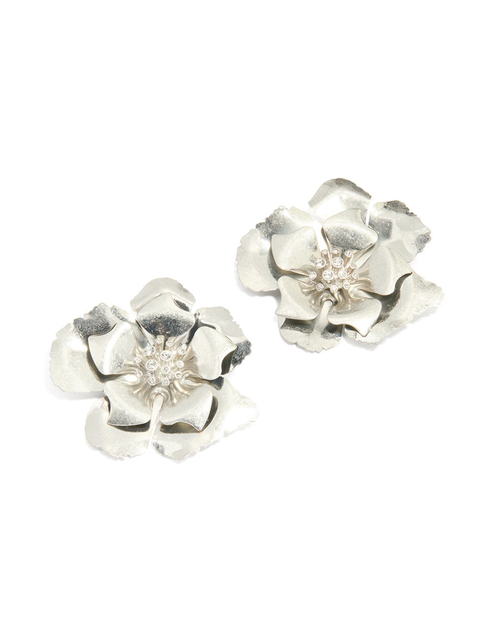 Silver Statement Flower Earrings