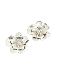 Silver Statement Flower Earrings - link has visual effect only