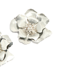 Silver Statement Flower Earrings - link has visual effect only