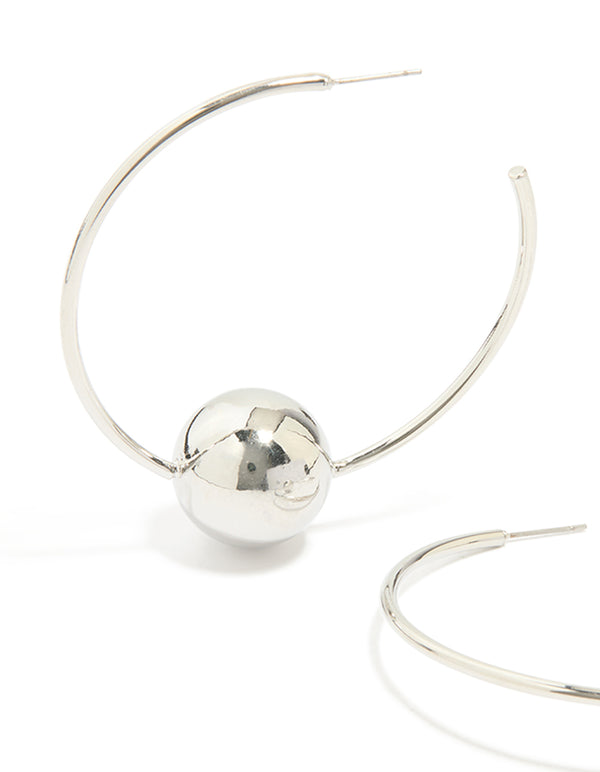 Silver Ball Hoop Earrings