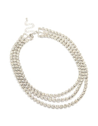 Silver Diamante Cup Chain Layered Necklace - link has visual effect only