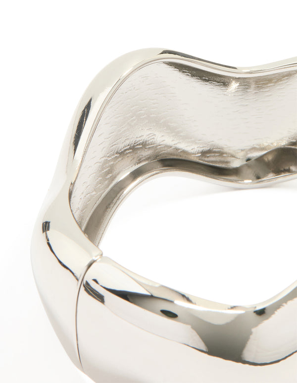 Silver Organic Thick Wave Bangle