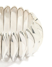 Silver Thick Organic Oval Stretch Bracelet - link has visual effect only