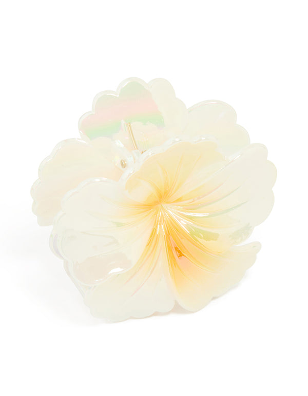 Iridescent Yellow Pearlised Hibiscus Claw Clip