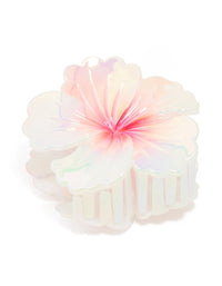 Iridescent Pink Pearlised Hibiscus Claw Clip - link has visual effect only