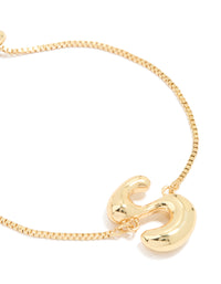 Gold Plated Bubble Letter S Toggle Bracelet - link has visual effect only