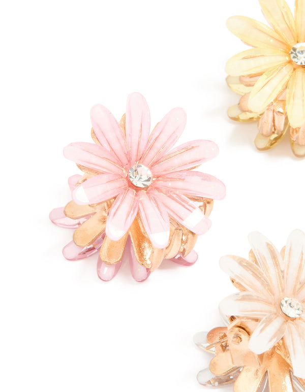 Mixed Daisy Facet Claw Clips 4-Pack