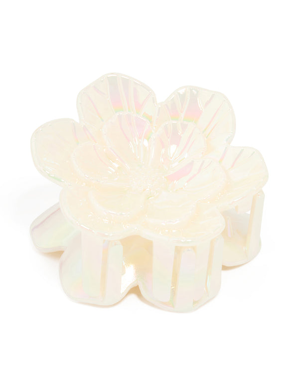 Pearlised Double Flower Claw Clip