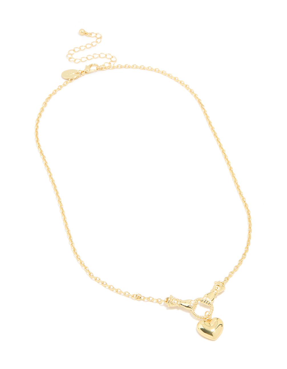 Gold Plated Hands & Heart Necklace