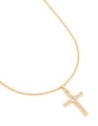 Gold Plated Diamante Cross Necklace - link has visual effect only