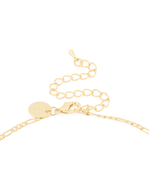 Gold Plated Red Beaded Cross Mary Lariat Necklace