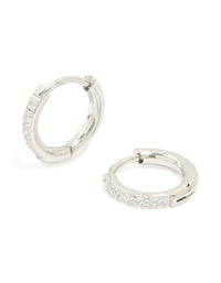 Surgical Steel Cubic Zirconia Classic Hoop Earrings - link has visual effect only