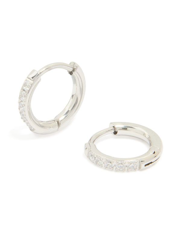 Surgical Steel Cubic Zirconia Classic Hoop Earrings