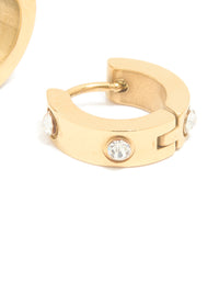Gold Plated Surgical Steel Cubic Zirconia Chunky Hoop Earrings - link has visual effect only