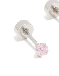 Kids Surgical Steel Cubic Zirconia Flat Back Earrings - link has visual effect only