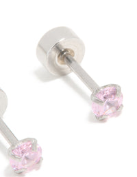 Kids Surgical Steel Cubic Zirconia Flat Back Earrings - link has visual effect only