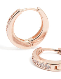 Rose Gold Plated Cubic Zirconia Huggie Earrings - link has visual effect only