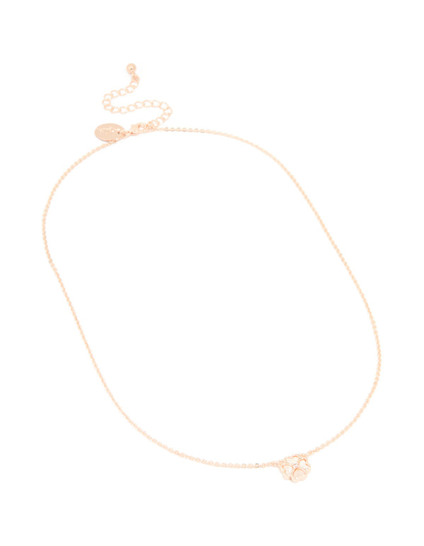 Rose Gold Plated Cubic Zirconia Flower Pendant Necklace