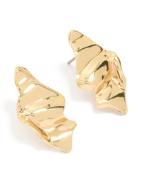 Gold Plated Organic Wavy Teardrop Stud Earrings - link has visual effect only
