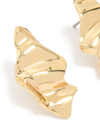 Gold Plated Organic Wavy Teardrop Stud Earrings - link has visual effect only