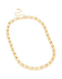 Gold Plated Fancy Flower Beaded Chain Necklace - link has visual effect only