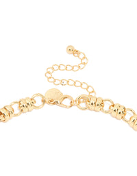 Gold Plated Fancy Flower Beaded Chain Necklace - link has visual effect only