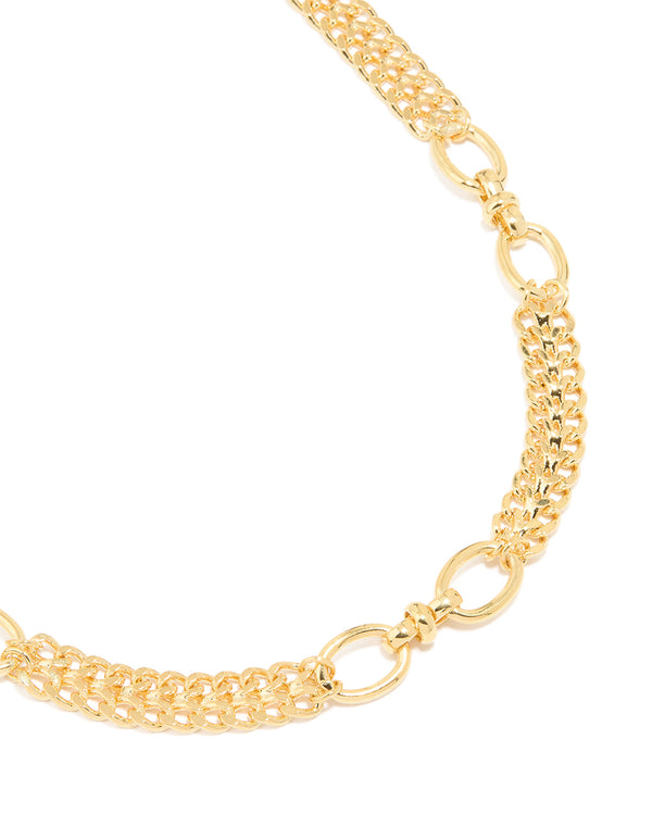 Gold Plated Chunky Oval Curb Link Necklace