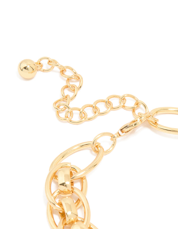 Gold Plated Intertwined Oval Link Bracelet