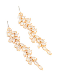 Gold Plated Cubic Zirconia Vine Drop Earrings - link has visual effect only