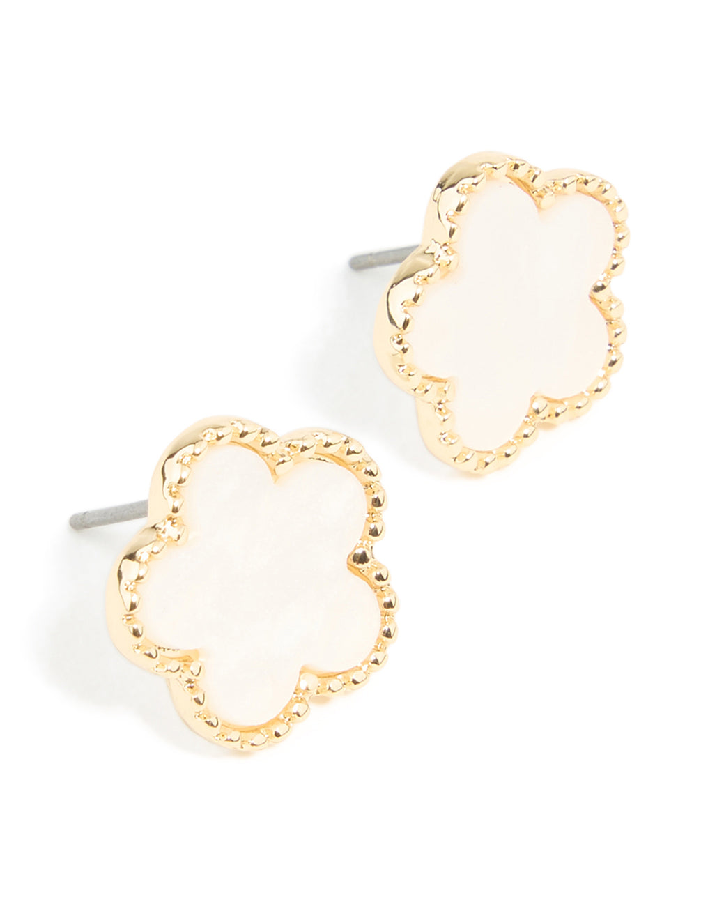 Gold Plated Flower Inlay Stud Earrings