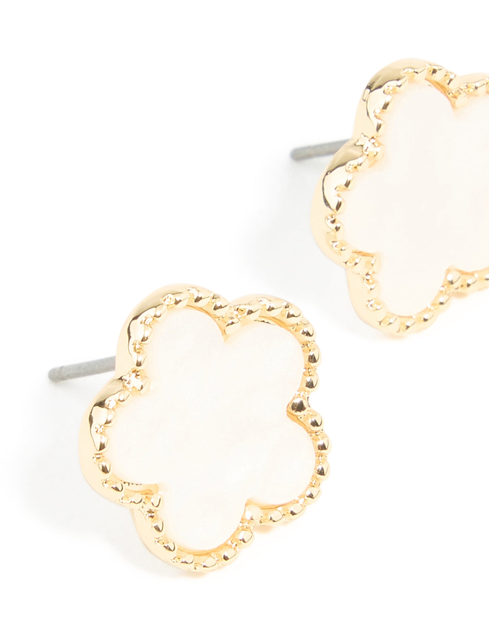 Gold Plated Flower Inlay Stud Earrings