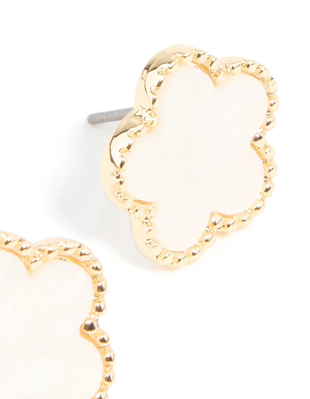 Gold Plated Flower Inlay Stud Earrings
