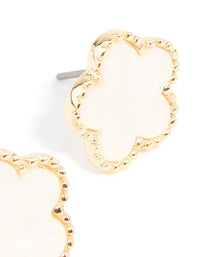 Gold Plated Flower Inlay Stud Earrings - link has visual effect only