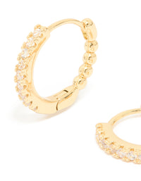 Gold Plated Cubic Zirconia Small Huggie Earrings - link has visual effect only