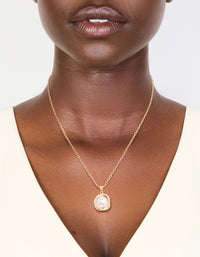 Gold Plated Cubic Zirconia Twisted Pearl Pendant Necklace - link has visual effect only