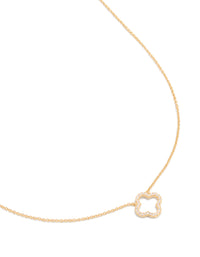 Gold Plated Cubic Zirconia Hollow Flower Necklace - link has visual effect only