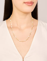 Gold Plated Pearl Flower Outline Necklace - link has visual effect only