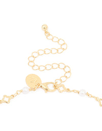 Gold Plated Pearl Flower Outline Necklace - link has visual effect only